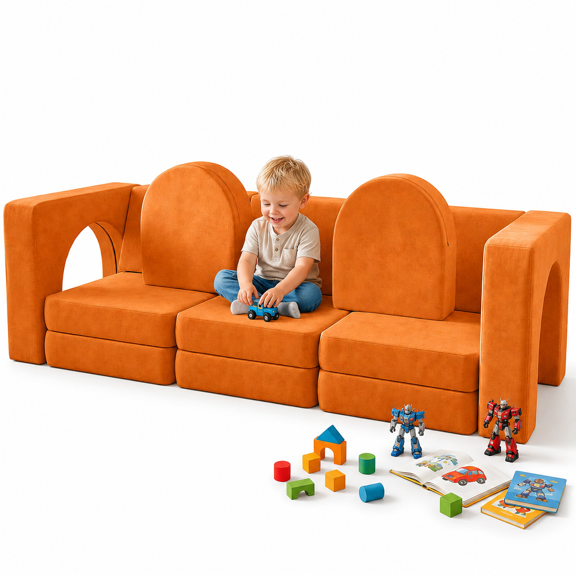 Akaber 13 Pcs Toddler Couches, Multifunctional Indoor Kids Play Couch, Toddler Sofa for Playing, Creativing, Sleeping