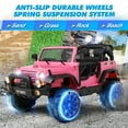 thumbnail image 5 of 12V Battery Pink Kids Ride on Truck Car Toys Black w/ MP3, LED Light, RC, Cover, 5 of 9