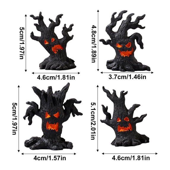 Mini Halloween Tree Figurine for Micro Landscape Scene Resin Tabletop Ornament for Fairy Garden Diorama Decor