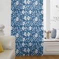thumbnail image 6 of Blue White Floral Sheer Curtains 54 Inches Long, Farmhouse Retro Botanical Leaves Light Filering Curtains, Breathable Simi Curtain Privacy Drapes for Kitchen Bathroom Small Window Treatment, 6 of 9
