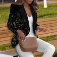 thumbnail image 4 of Chaqueta Elegante Chaqueta de traje de trabajo de solapa informal con estampado de manga larga para mujer, abrigo, prendas de vestir,temperamento blazer(Negro， S), 4 of 5