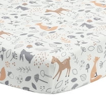 Bedtime Originals Deer Park White/Gray Woodland Animals Baby Fitted Crib Sheet