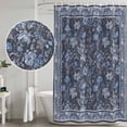 thumbnail image 5 of Navy Blue Floral Boho Shower Curtain, Waterproof Shower Curtains for Bathroom, Ethnic Tribe Abstract Art Flower Washable Fabric Bathtub Curtain Set Bath Decor with 12 Hooks Stall 36"x72", 5 of 8