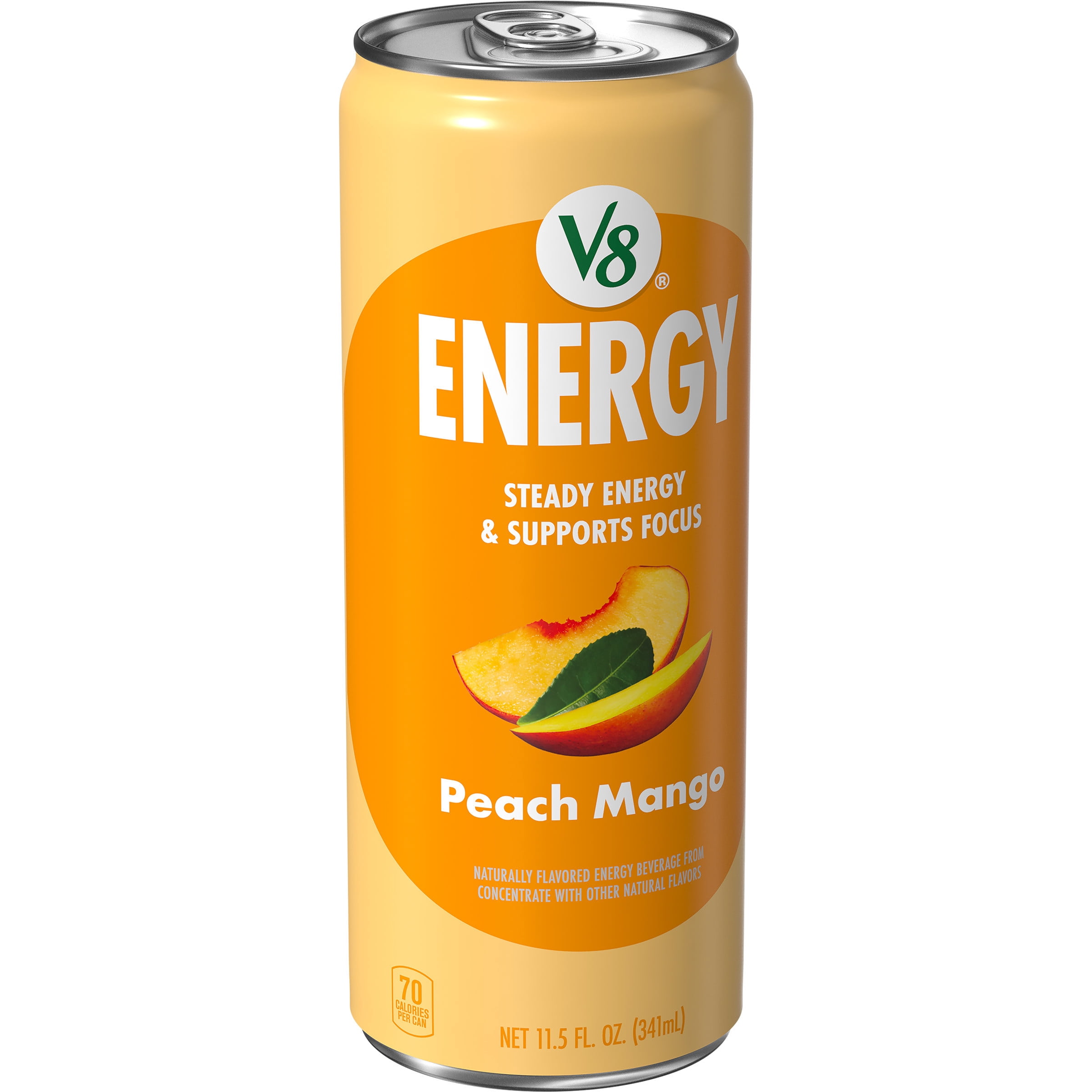 (3 pack) V8 Energy Still Peach Mango Energy Drink, 11.5 fl oz Can
