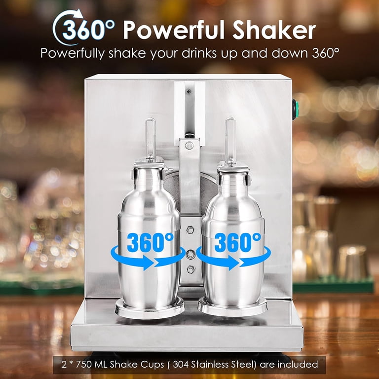 TROPOW Drink Shaker Set, Cocktail Shaker Martini Shakers Stainless Steel 750ml Double Cup, Electric Ice Shaker for Coffee, Boba, Mix Drink Shakers