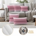 thumbnail image 6 of Pink Ombre Stripe Outdoor Waterproof Pillow Covers, Farmhouse Striped Gradient Decorative Square Throw Pillowcase Sofa Cushion Sham for Patio/Couch/Chair, 20"x20" 2 Pack, 6 of 8