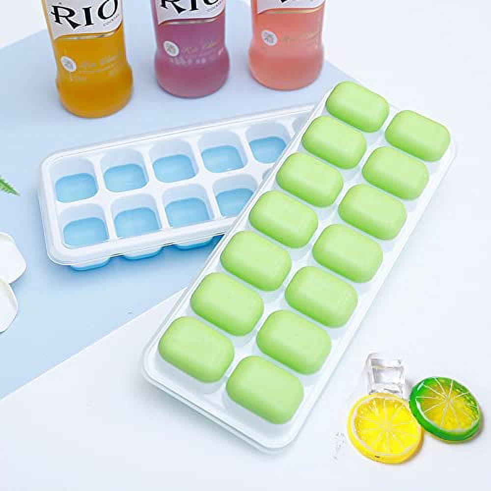 Temacd Ice Cube Tray Non-sticky Flexible 4 Grids Long FDA Silicone Ice Cube  Pudding Tray for Kitchen Blue 