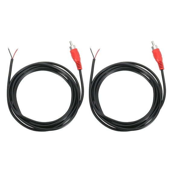 6.6FT RCA to Bare Wire Speaker Cable, 22AWG Replacement Red RCA Male Plug to Open End Pigtail Audio Cable Connector Adapter for Amplifier, Home Audio Speakers, Pack of 2