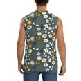 thumbnail image 4 of Lsque Flowers and Bee Print Men's Cotton Blend Sleeveless Muscle Shirts (S-3XL)- Moisture Wicking, Odor Protection, UPF 30+,X-Large, 4 of 8
