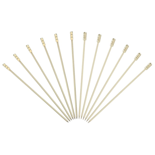 Uxcell 12 Pcs Palillos de Cóctel de Acero Inoxidable, 4.33" Palillos de Martini Reutilizables para Bebidas y Aperitivos, Dorado