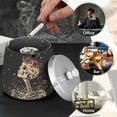 thumbnail image 4 of Yayeee Ashtray with Lid for Cigarette Smokeless Stainless Steel Home Ash Holder, Skeleton with Flowers Pattern, 4 of 7