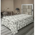 thumbnail image 1 of Floral Flat Sheet, Close up Pattern of Botanical Leaves and Herbs in Greyscale, Soft Comfortable Top Sheet Decorative Bedding 1 Piece, 6 Sizes, Dark Eggshell Dimgray, by Ambesonne, 1 of 1