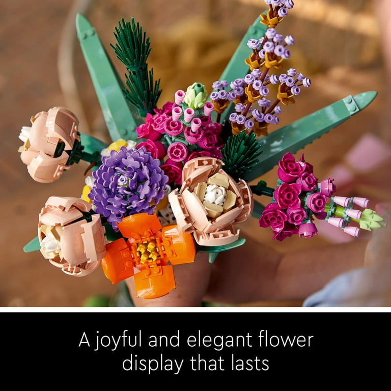 LEGO Icons Flower Bouquet Building Decoration Set Artificial Flowers with Roses Decorative Home Accessories Gift for Him and Her Botanical