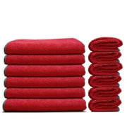EvaClean Premium Microfiber Cleaning Cloths 16”x16” (Red) - Reusable, Washable, Non-Scratch Towels for Cleaning, Dusting, Polishing, 12-Pack