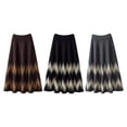 thumbnail image 5 of comerut Women Fall Winter Skirt High Waist Elastic Waist Color Matching Knitted A-line Big Swing Warm Soft Thick Commute Midi Skirt, 5 of 8