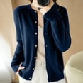 thumbnail image 2 of Cardigan Sweaters for Women Knit Button Down Sweater Long Sleeve Casual Crewneck Solid Color Cardigan Knitwear Coat, 2 of 8