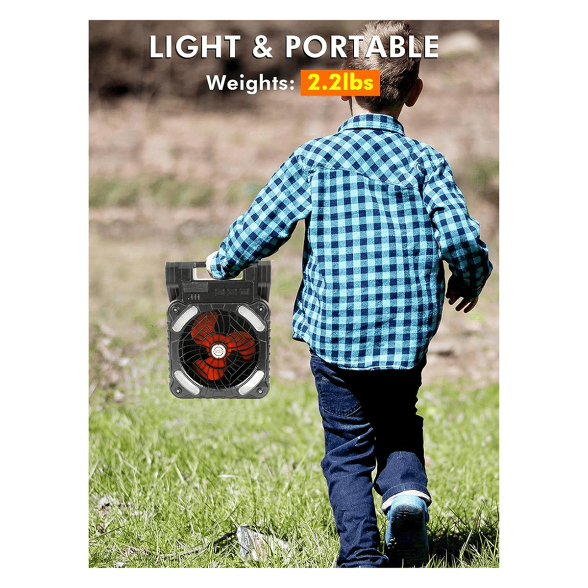 Solar Powered Fan Camping with LED Light, Portable Camping Fan with Solar Panel, Rechargeable Tent Camp Fan