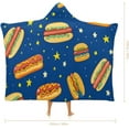 thumbnail image 2 of Hot Dogs Burgers Cozy Hooded Blanket Wearable Soft Wrap Throw Cape for Sofa Camping Gifts, 2 of 6
