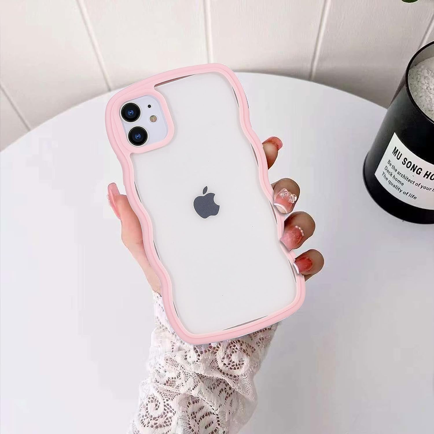 for iPhone 11 Case, Wave Frame Clear Back Soft Cute iPhone