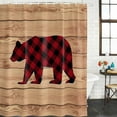 thumbnail image 2 of Red Black Plaid Bear Bathroom Shower Curtains with 12 Hooks Polyester Waterproof Shower Curtain for Stalls and Bathtubs Farmhouse Cabin Brown Wood Grain Decorative Bathroom Curtain 48x72 Inches, 2 of 9