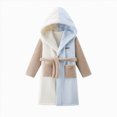 thumbnail image 4 of NOLDARES Boys' Hooded Bathrobe Kids Plush Fuzzy Fleece Robe Teen boy Soft Spa Robe Girls Sleepwear pajamas Toddler Nightgown,Beige,9-12 Y, 4 of 4