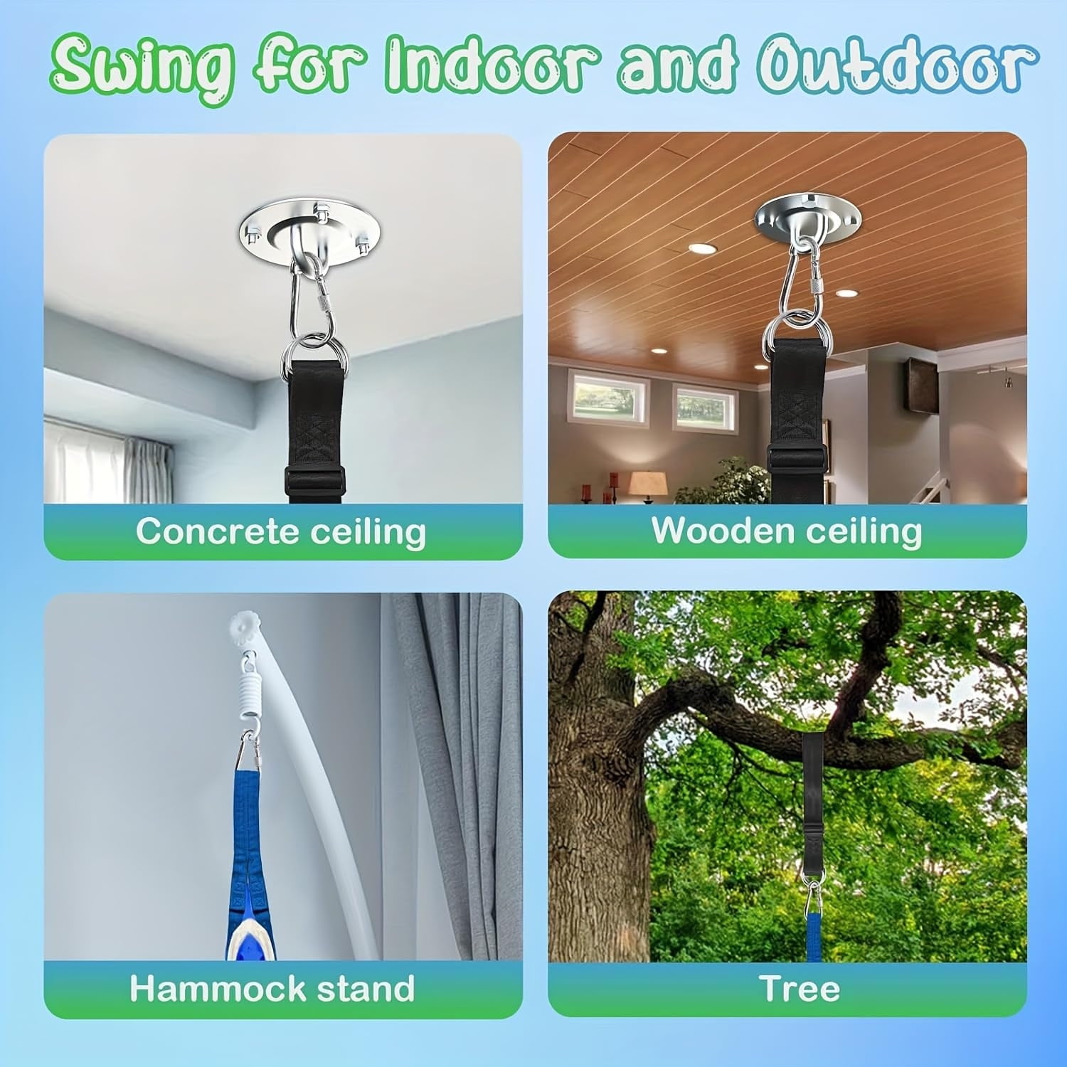 LED Hammock Chair with Light Strip 16 Color Remote Adjustable Nylon Fabric Inflatable Pillow Indoor Outdoor Hanging Swing for Kids Adult Bedroom Patio