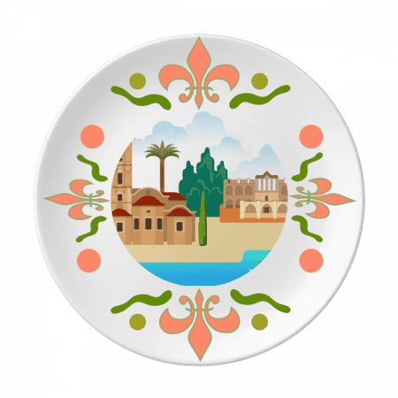 

Cyprus National Landmark Building Flower Ceramics Plate Tableware Dinner Dish