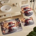 thumbnail image 6 of Christmas Snowman Snow House 4Pcs Shower Curtain Set Shower Curtain Set with Carpet Bath Mat, 6 of 8