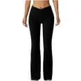 thumbnail image 2 of Cargo Trousers for Women Women's Running Workout Leggings Yoga Pants Loose Stretchy Wide Leg Trousers Black L, 2 of 7