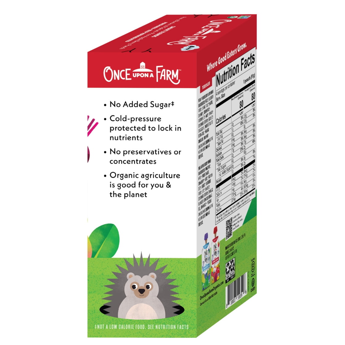 Once Upon a Farm Organic Refrigerated Baby Food Smart Blend Pear-y Blueberry & Spinach/Pine-Apple Berry Punch Variety Pack, 3.2oz Pouch (4 Pack)