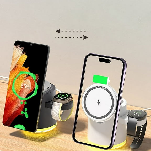 4 in 1 Wireless Charger Station Foldable Magnetic Charger Dock for iPhone 15 14 13 12 Samsung Galaxy S24 S23 S22 AirPods iWatch 9 8 7 6 Ultra Galaxy Watch serial