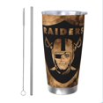 thumbnail image 1 of Taza térmica duradera de acero inoxidable 304 con tapa y pajita con temática del equipo de fútbol de los Raiders Taza térmica de acero inoxidable de 20 oz Taza para automóvil Adecuada para bebidas, 1 of 8