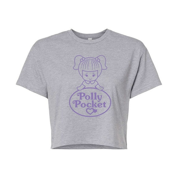 Polly Pocket - Logo And Doll - Juniors Cropped Cotton Blend T-Shirt