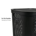 thumbnail image 3 of Mind Reader 60L Slim Laundry Hamper, Lid, Ventilated, Plastic, 17.25"L x 13.75"W x 23.5"H, Black, 3 of 9