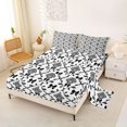 thumbnail image 2 of jejeloiu Preppy Bow King Sheets For Men Women,Classic Pattern Bedding,Black White,4 Pieces,1 Flat Sheet, 1 Fitted Sheet and 2 Pillowcases, 2 of 6