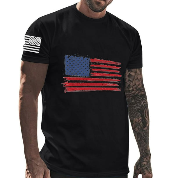 Mens Casual Pantalones Cortos Cuello Redondo Gradación Impresión Suéter Camiseta, Blusa Deportiva de Fitness para Hombres