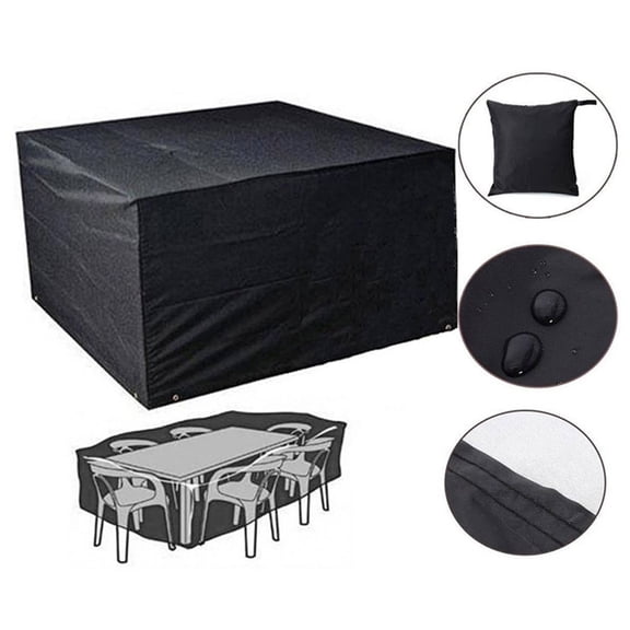 OFFIGAM 1Set Dining Table Cover Waterproof Black 210D Woven Polyester Rectangular Table and Chair Set