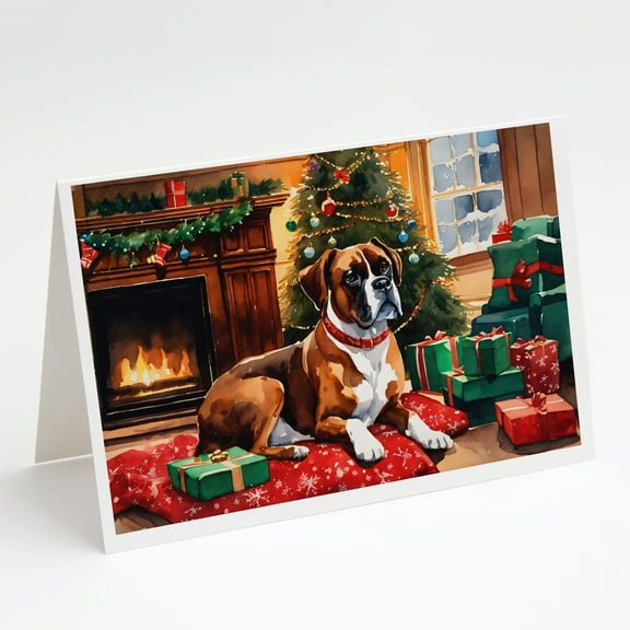 Boxer Cozy Christmas Greeting Cards Pack of 8 7 in x 5 in