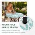thumbnail image 4 of Round Outdoor Tablecloth with Umbrella Hole and Zipper, Tropical Palm Tree Tablecloth with Elastic Waterproof, Vintage Mint Green Exotic Botanical Plants Patio Table Covers for 31" - 35" Pool Tables, 4 of 9