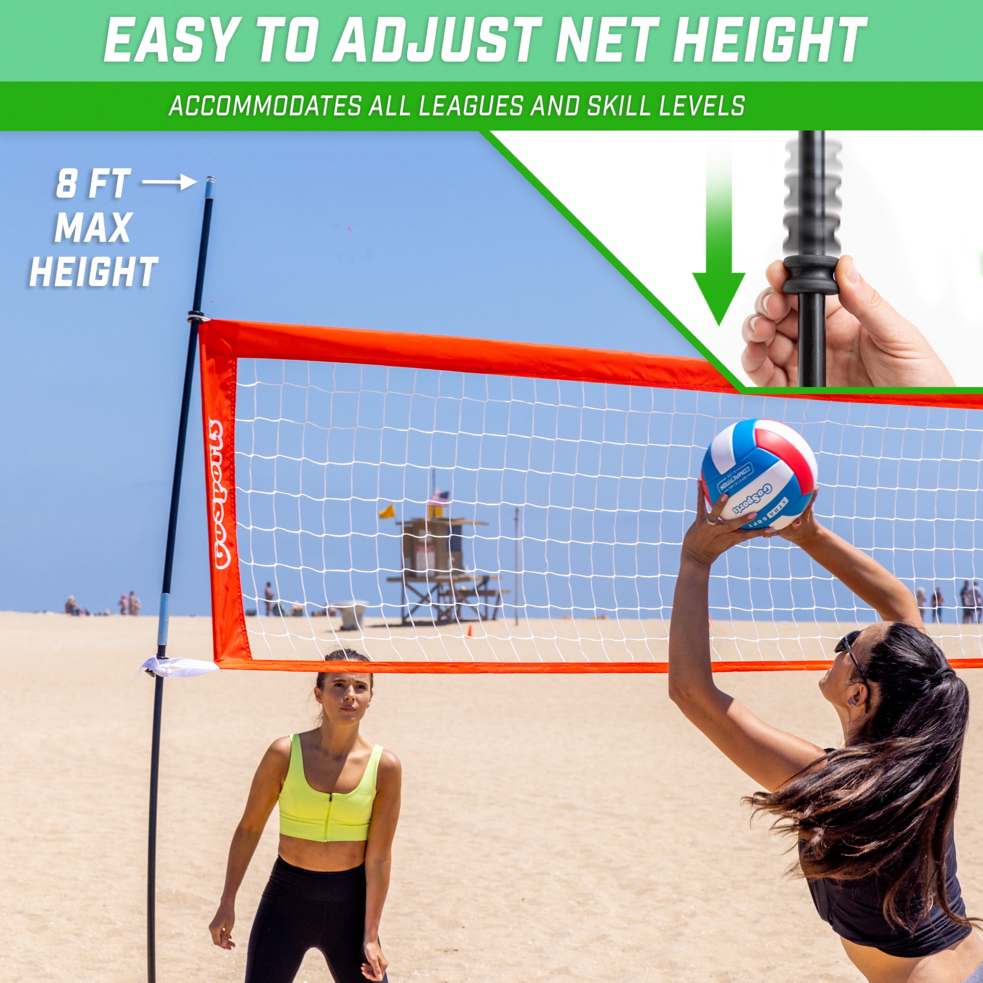 12Ft Volleyball Net For Backyard, Portable Beach Barbados | Ubuy
