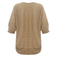 thumbnail image 5 of KBZDBZC Womens Summer Tops Women's Spring Solid Round Neck Knitted Elegant 3/4 Sleeve Top Women Blouses Women's T Shirt Womens Shirts (Khaki,XXXXL), 5 of 5