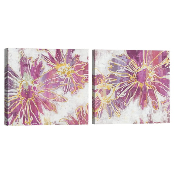 Floral Kick I & II by Bridges Set of 2 Canvas Art Prints