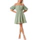 thumbnail image 2 of INSPIRE CHIC Women's Off the Shoulder Dresses Casual Puff Sleeve Mini Floral Dress Green XS, 2 of 6