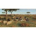 thumbnail image 2 of Stefano Bruzzi 14x9 Gold Ornate Wood Frame and Double Matted Museum Art Print Titled - The Sheep Shear (1885), 2 of 4