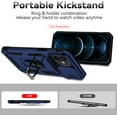 thumbnail image 6 of for iPhone 12 / iPhone 12 Pro Case with Camera Lens Cover HD Screen Protector,  Grade Drop Protection  Ring Holder Kickstand Protective Phone Case for iPhone 12 / 12 Pro (Navy Blue), 6 of 16