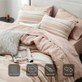 thumbnail image 3 of U by Bedsure Bed in a Bag King Size 7 Pieces, Dusty Pink White Striped Bedding Comforter Sets All Season Bed Set, 2 Pillow Shams, Flat Sheet, Fitted Sheet and 2 Pillowcases, 3 of 6