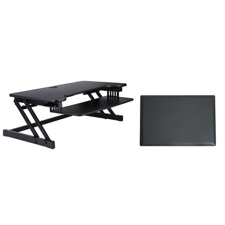 UPC: 0693285000362 | Rocelco 37.5  Height Adjustable Standing Desk Converter with Anti Fatigue Mat Sit Stand Up Riser