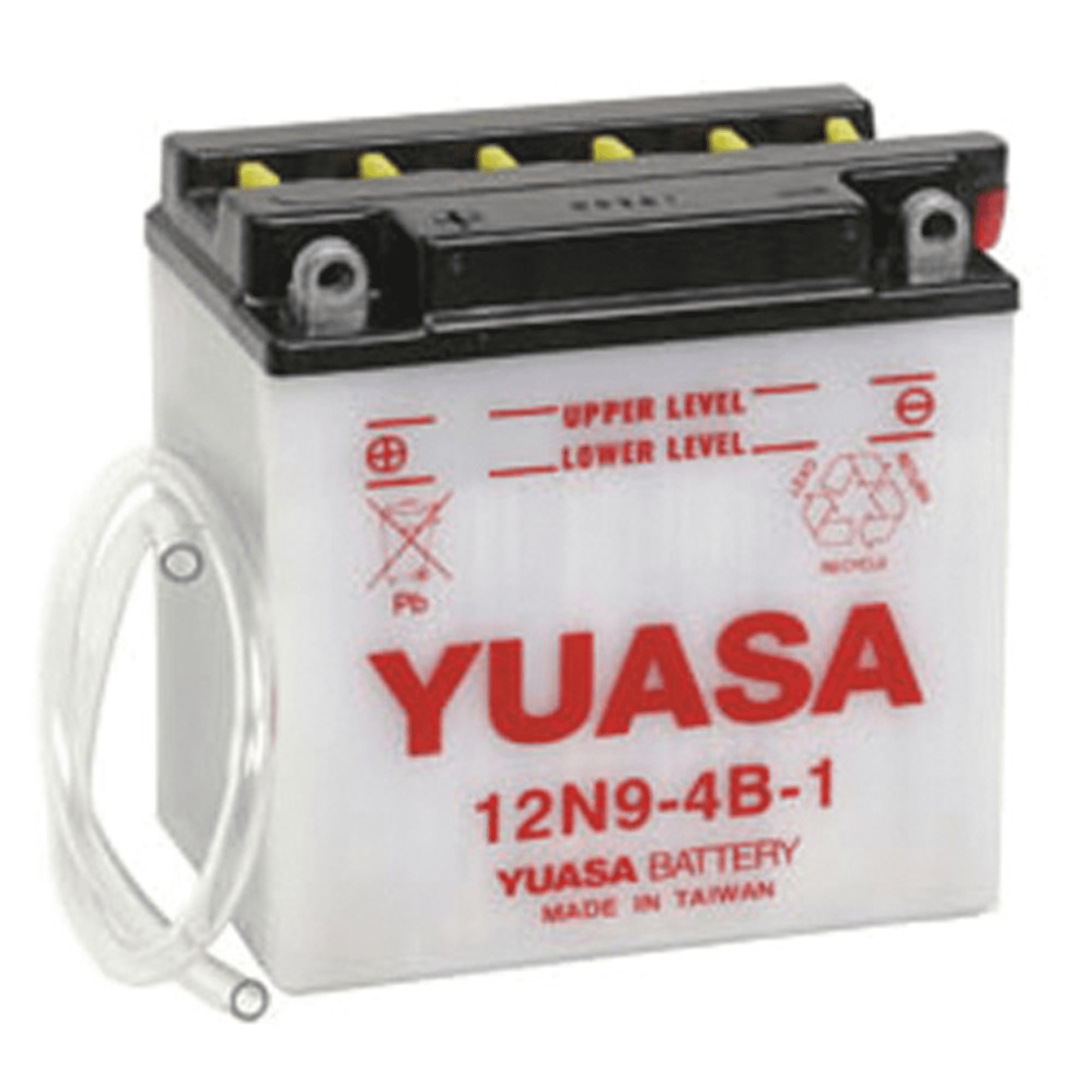 Yuasa Conventional 12V 9Ah Lead Acid Battery, 12N9-4B-1, 85 CCA, for Motorcycles & Powersports (YUAM2290B)