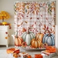 thumbnail image 3 of Shower Curtain 48"W x 72"L Fall Thanksgiving Pumpkins Leaves Orange Plaid Fabric Shower Curtains Set with Hooks Water Repellent Bathroom Curtains Machine Washable Bathroom Accessories, 3 of 6
