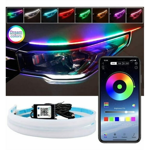 Applies to 2 Pairs of 60cm RGB Drl Led Strips, Directional, Sequential, Auto App